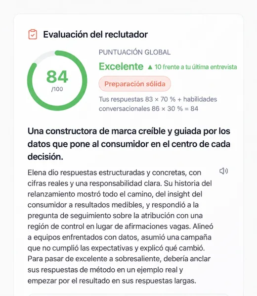 La evaluación del responsable de contratación: puntuación, veredicto y resumen escrito