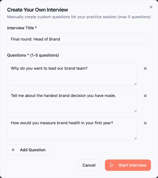 Writing your own interview questions