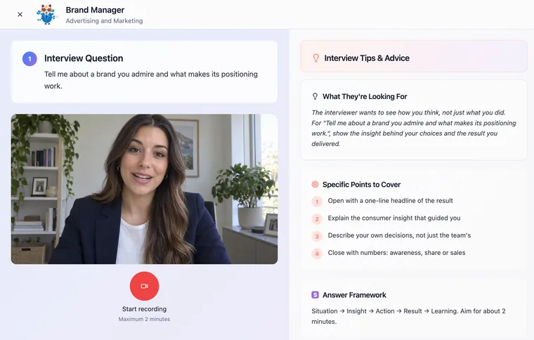 A question-by-question interview, with tips beside the camera